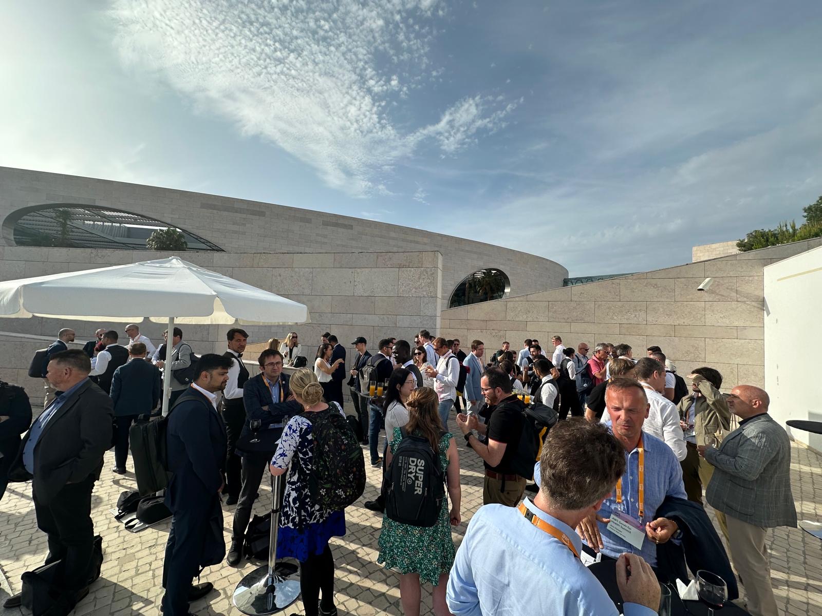 Attendees networking between sessions